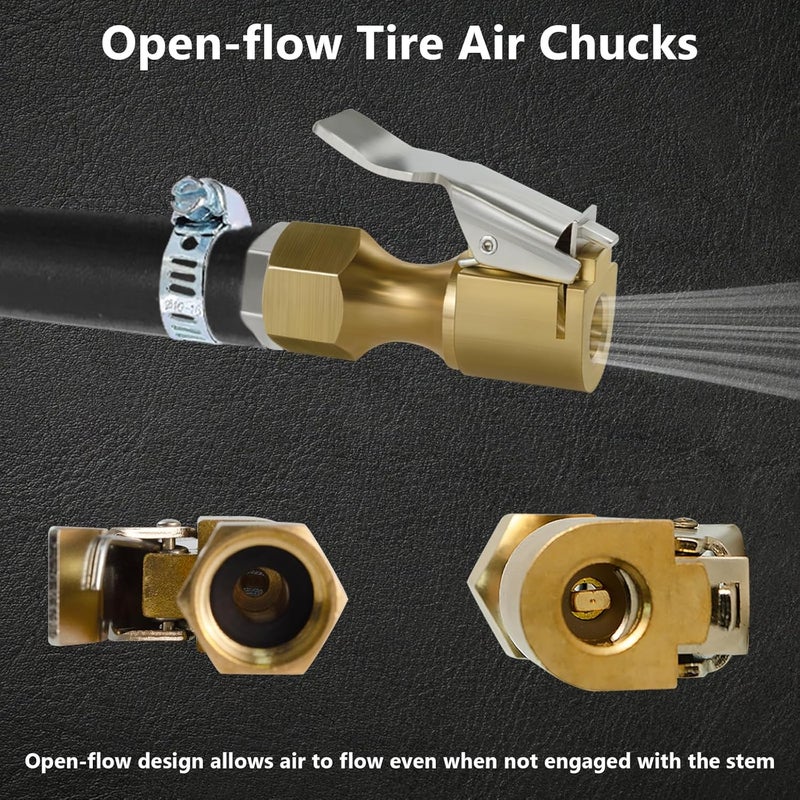 BFXM Brass Locking Air Chuck - Heavy Duty Locking Tire Inflator Chuck with 1/4 Inch NPT Female Thread - for Tire Inflator Gauge Compressor Accessories - Image 3